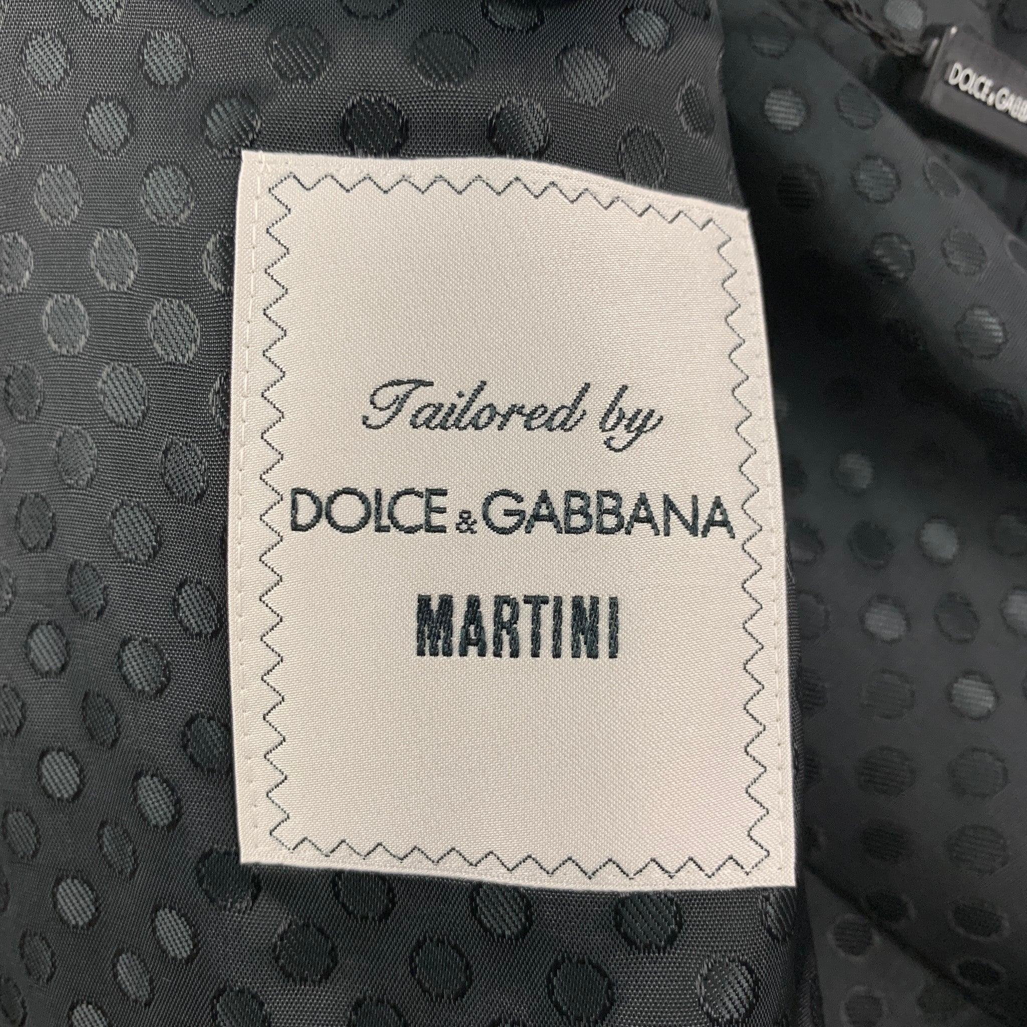 DOLCE & GABBANA Martini Size 42 Wool Double Breasted Crystal Accent 3 Piece Suit For Sale 4