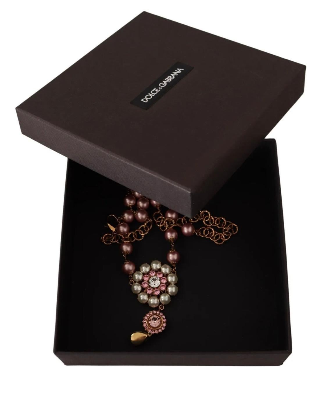 Dolce & Gabbana massive charm pink and gold necklace  For Sale 7