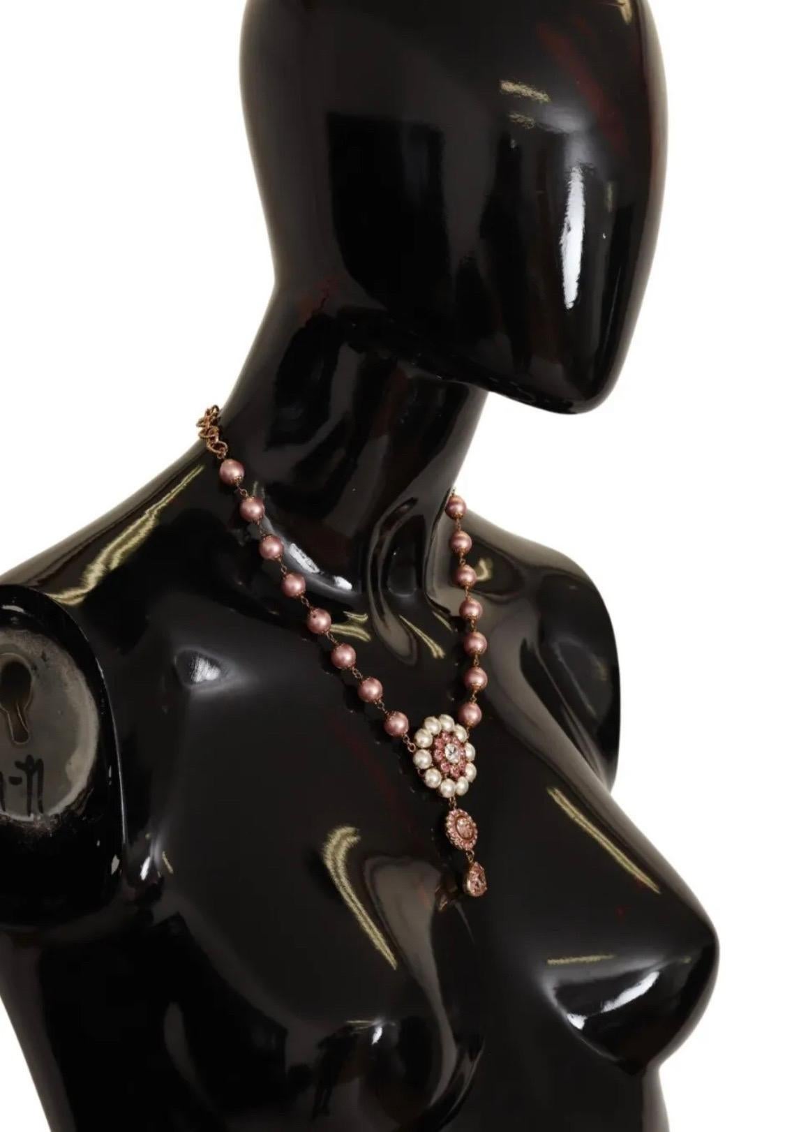 Modern Dolce & Gabbana massive charm pink and gold necklace  For Sale