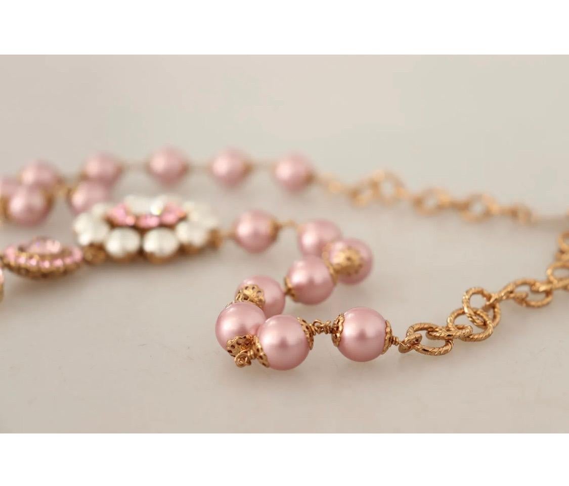 Dolce & Gabbana massive charm pink and gold necklace  For Sale 1