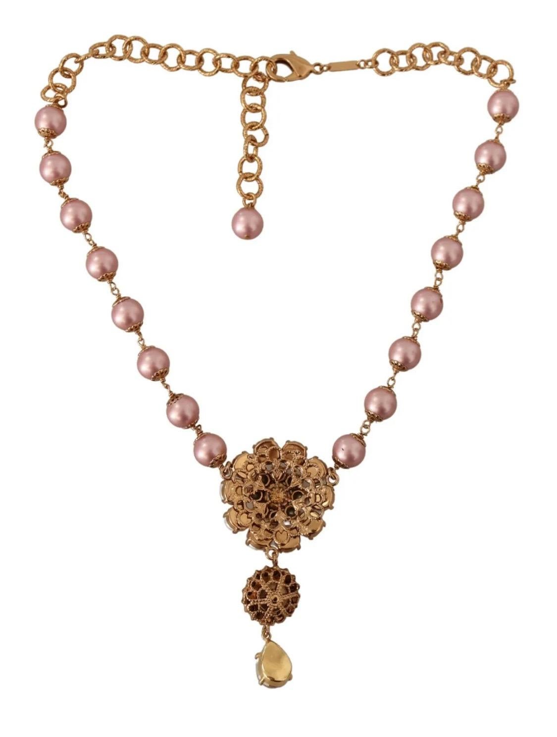 Dolce & Gabbana massive charm pink and gold necklace  For Sale 4