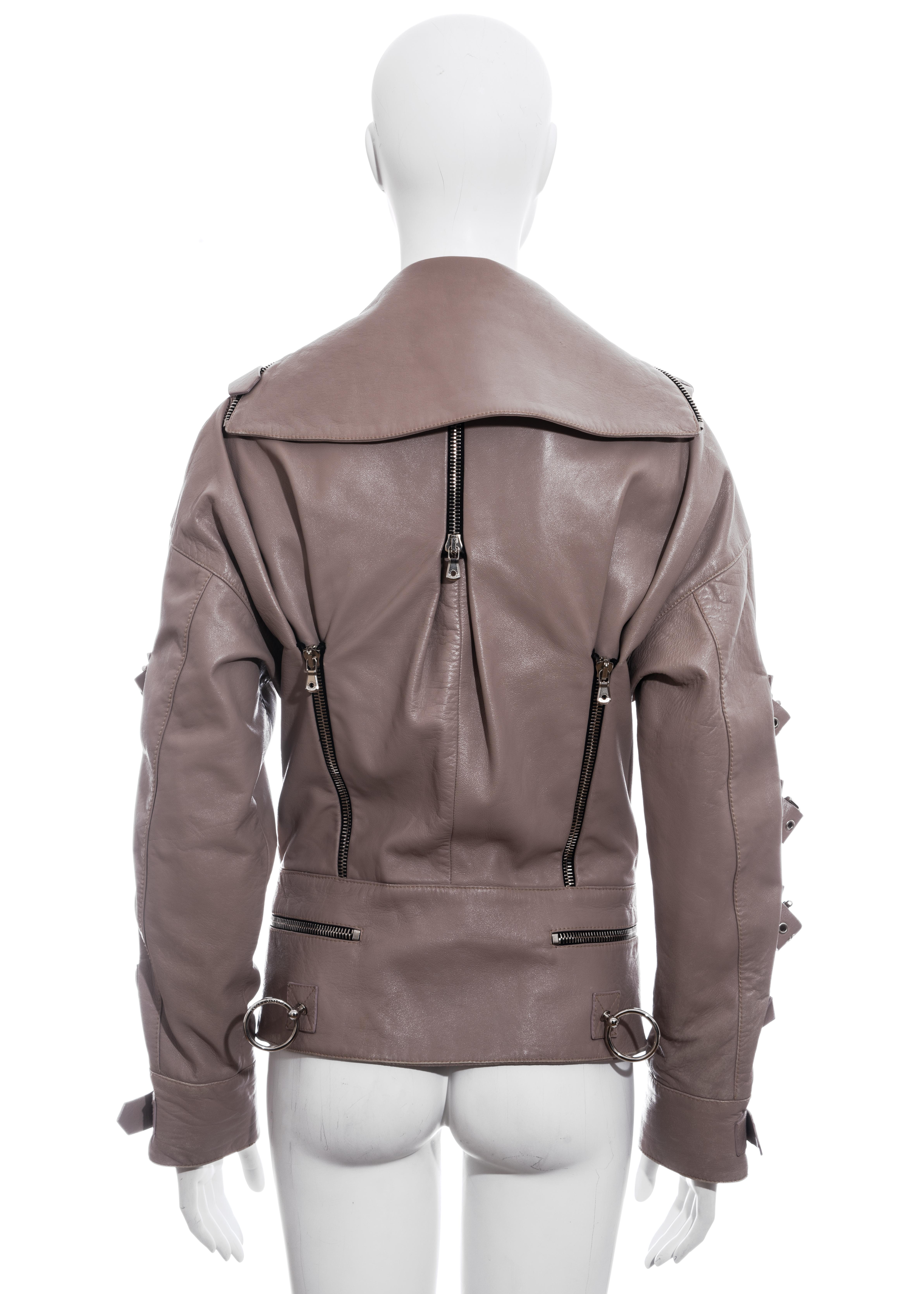 Dolce & Gabbana mauve leather buckled bondage jacket, ss 2003 In Good Condition For Sale In London, GB