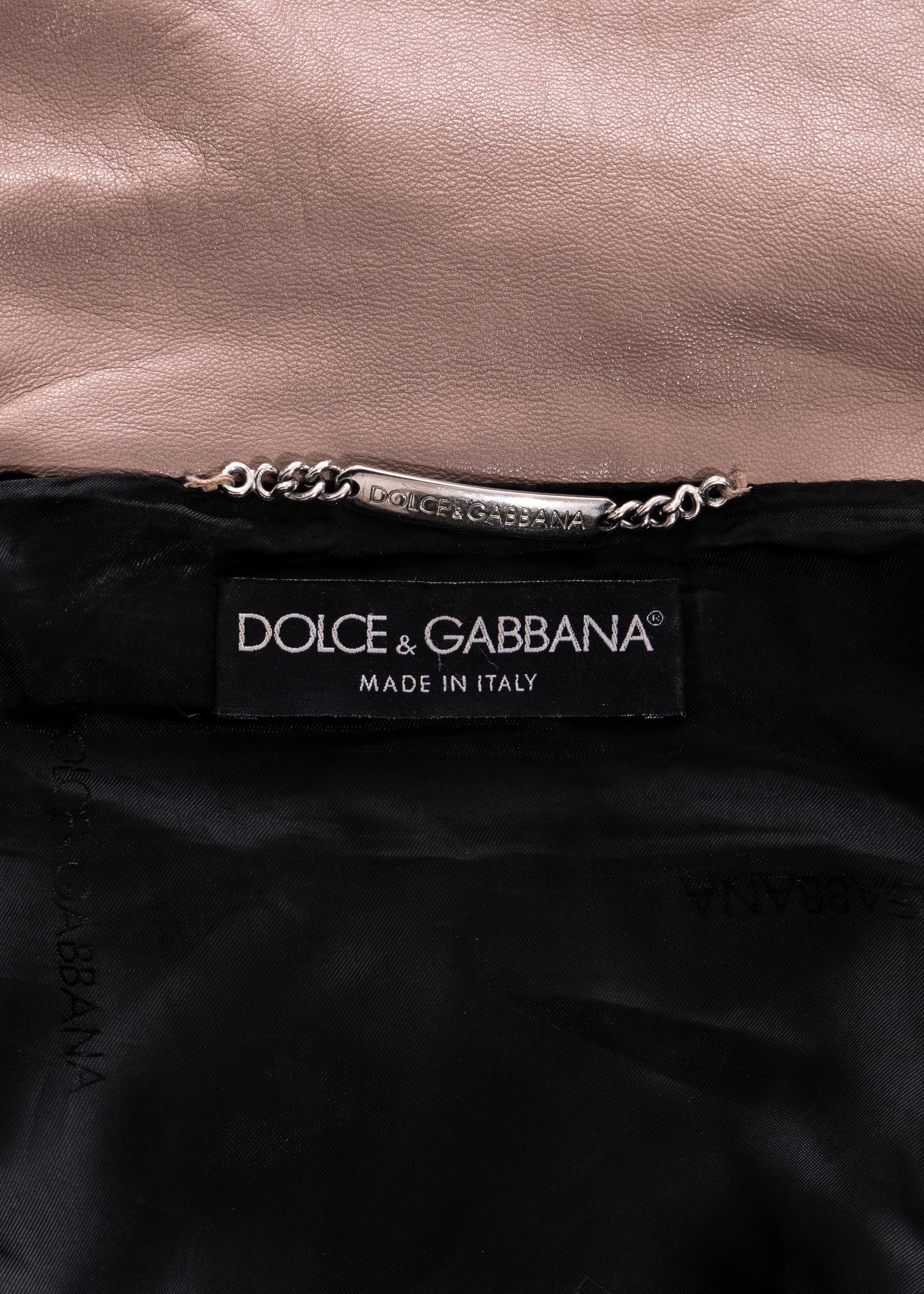 Women's Dolce & Gabbana mauve leather buckled bondage jacket, ss 2003 For Sale