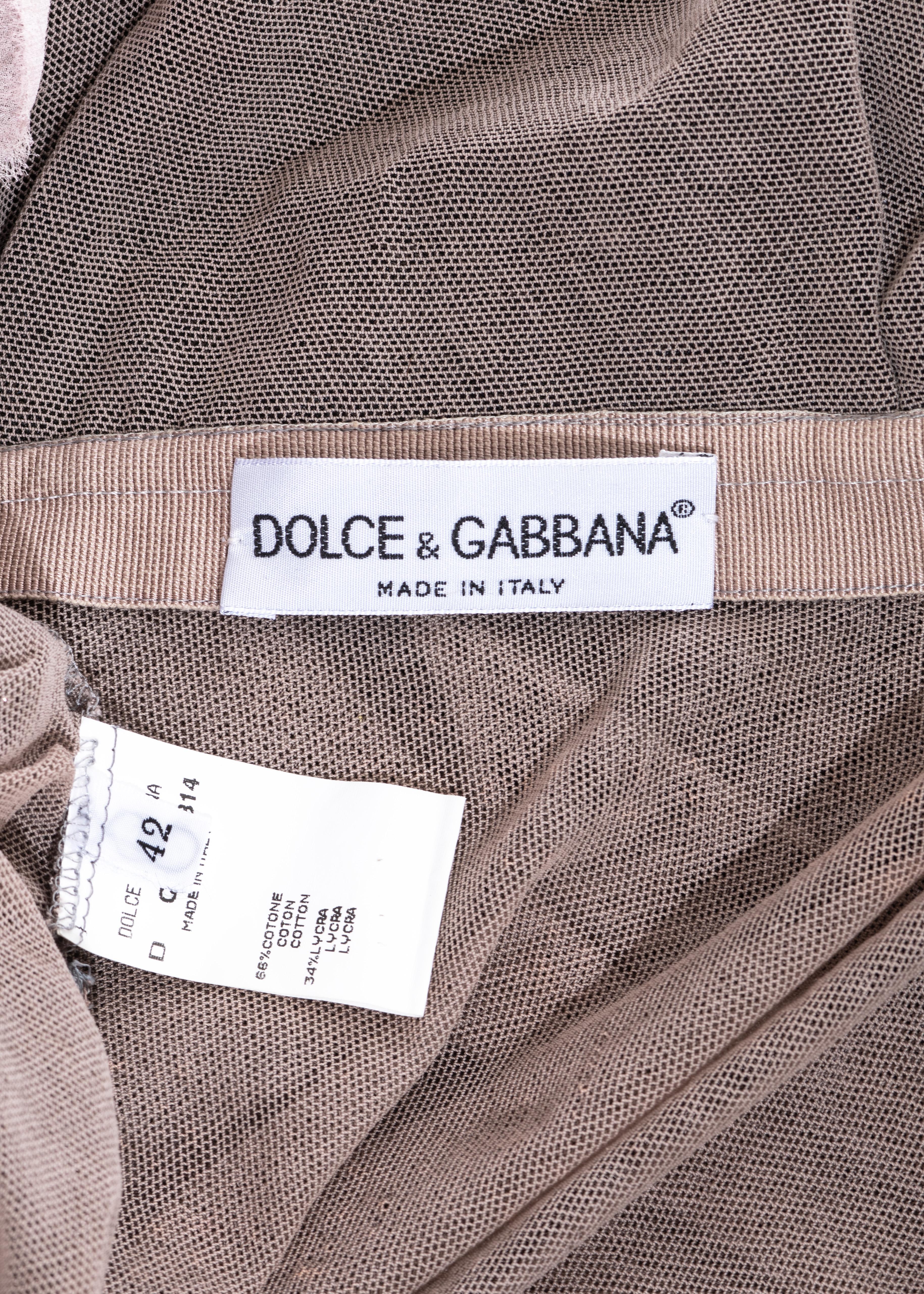 Dolce & Gabbana mauve mesh evening coat dress with floral motifs, ss 1998 For Sale 4