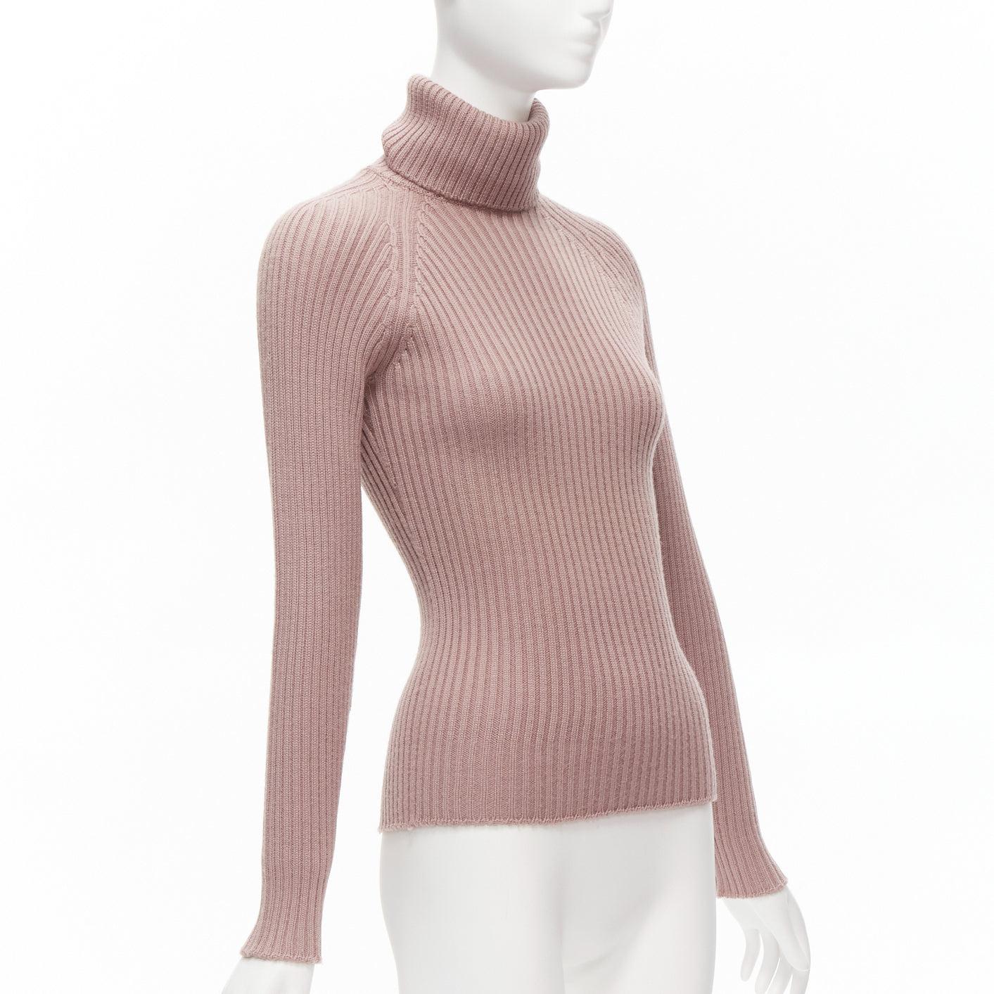 Purple DOLCE GABBANA mauve pink raglan ribbed turtleneck sweater top IT42 M For Sale