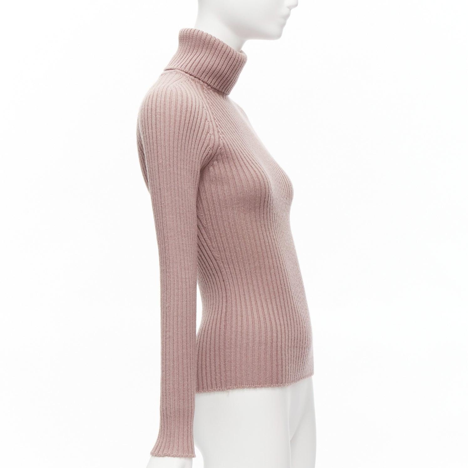 DOLCE GABBANA mauve pink raglan ribbed turtleneck sweater top IT42 M In Excellent Condition For Sale In Hong Kong, NT