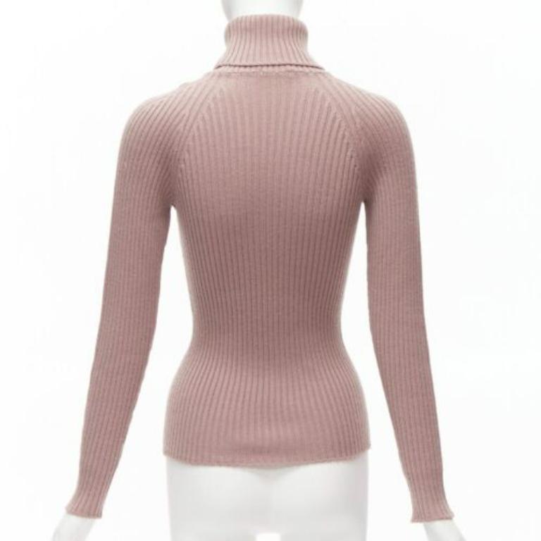 DOLCE GABBANA - Pull à col roulé côtelé rose mauve IT42 M Excellent état - En vente à Hong Kong, NT