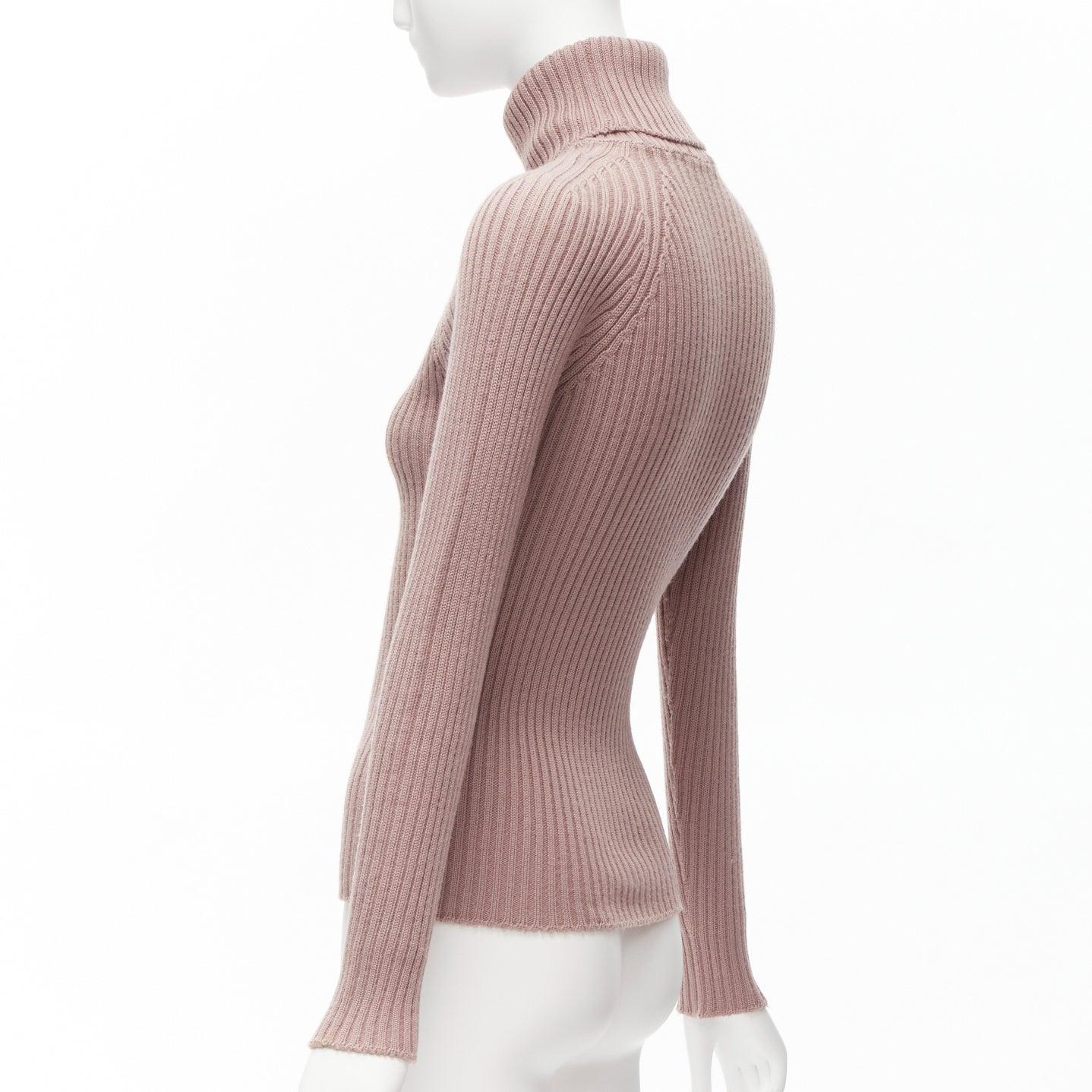DOLCE GABBANA mauve pink raglan ribbed turtleneck sweater top IT42 M For Sale 1