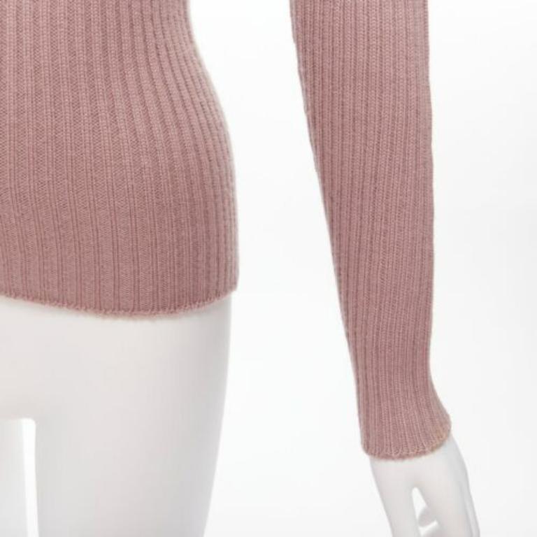 DOLCE GABBANA - Pull à col roulé côtelé rose mauve IT42 M en vente 1