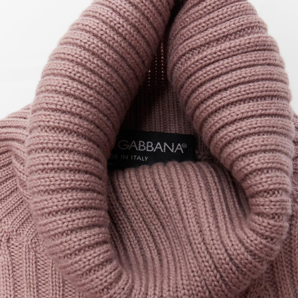 DOLCE GABBANA mauve pink raglan ribbed turtleneck sweater top IT42 M For Sale 3