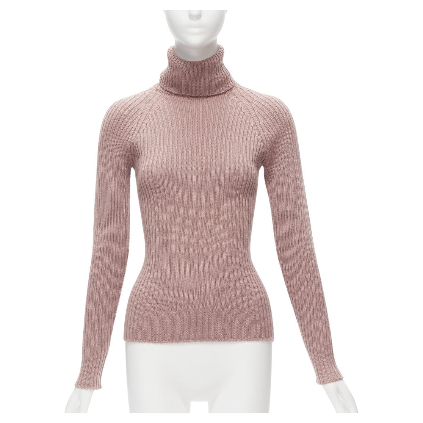 DOLCE GABBANA mauve pink raglan ribbed turtleneck sweater top IT42 M