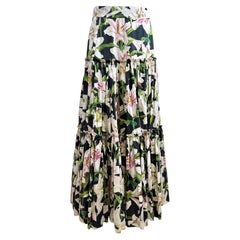 Dolce Gabbana maxi floral printed ruffled skirt