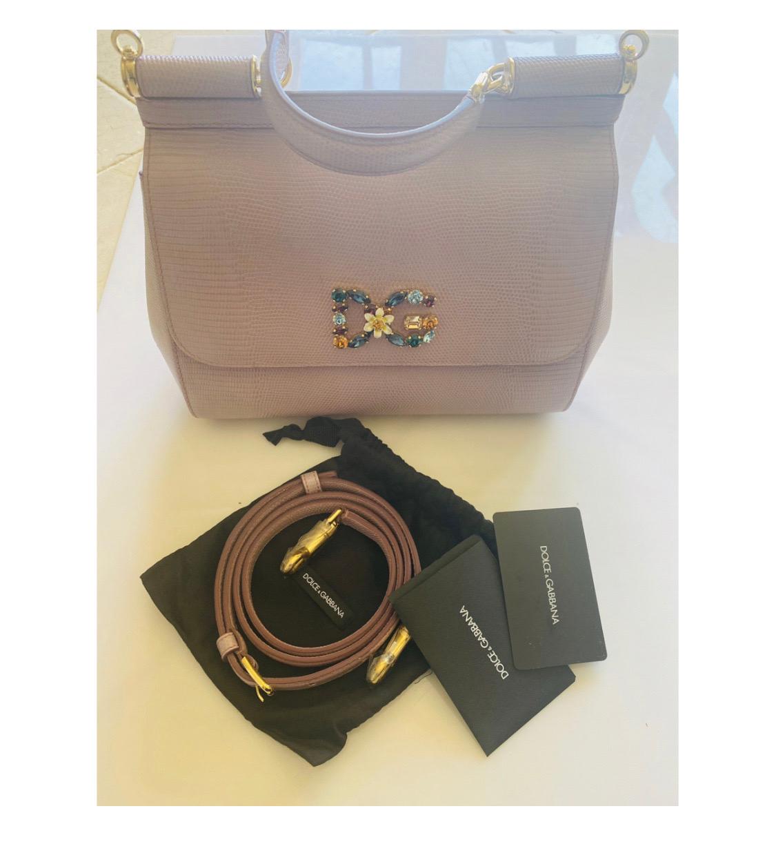 Dolce & Gabbana Medium Sicily Handtasche mit Griff aus Stoff und Leder mit Iguana-Druck 1