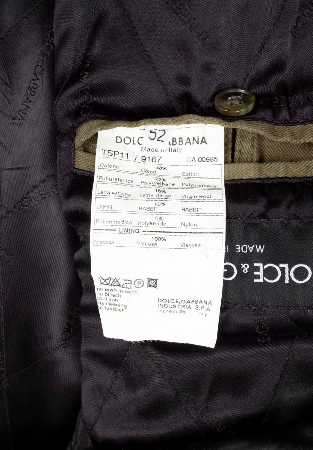 Dolce Gabbana Men Coat AW03 Parka Fur Vintage Size ITA52 -L/XL, S963 For Sale 4