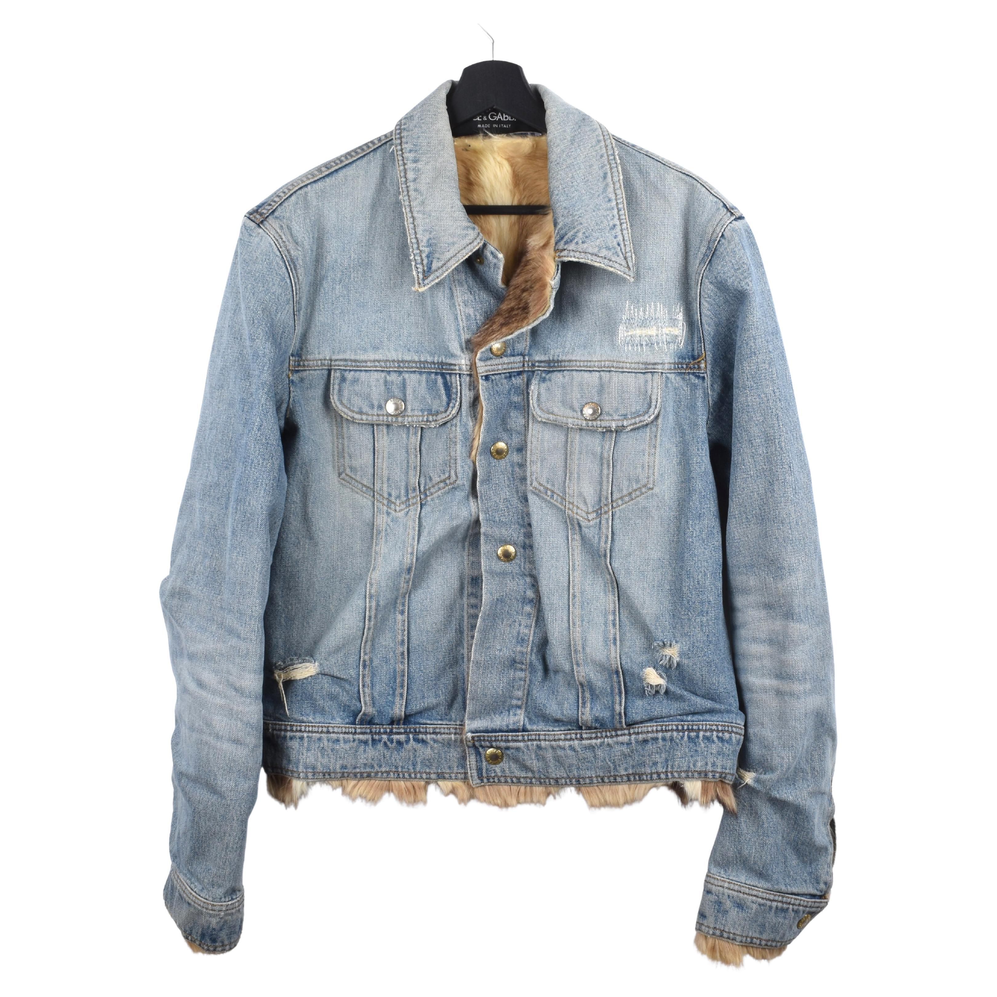 Dolce Gabbana Herren Jacke Kaninchenfell Vintage Jacke Größe M/L, S1917 im Angebot