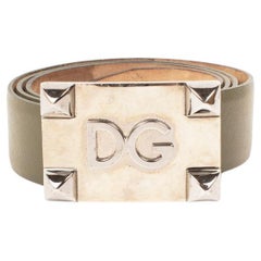 Dolce Gabbana Men Leather Belt Khaki Size L