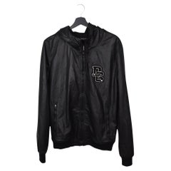 Dolce Gabbana Men Leather Jacket hooded bomber Size IT52-L, S1798