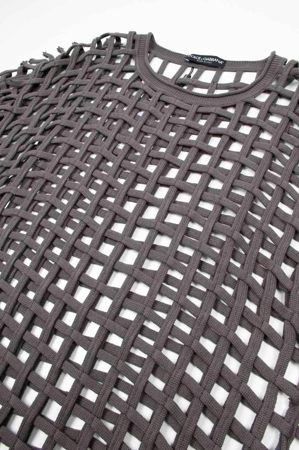 Grigio Dolce & Gabbana - Camicia da uomo con rete a rete Taglia IT52/Large in vendita