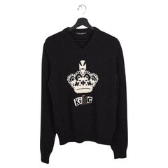 Dolce Gabbana Herren Pullover V-Ausschnitt "King" Wolle Größe 50-M, S1574