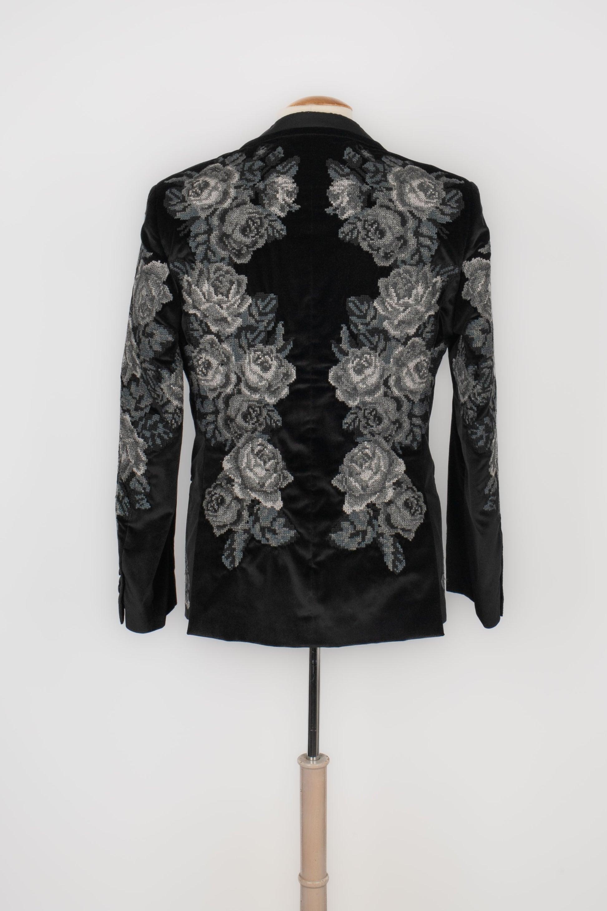 Dolce & Gabbana Men's Black Velvet Jacket In Excellent Condition In SAINT-OUEN-SUR-SEINE, FR