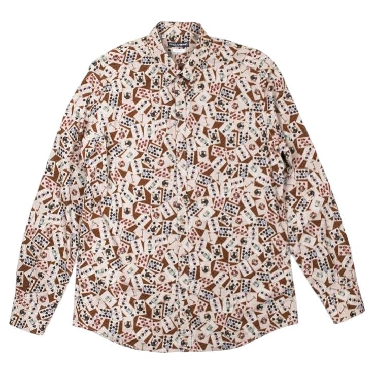 Dolce & Gabbana Men's Game Cards Shirt XL Cotton Print, Italy For Sale