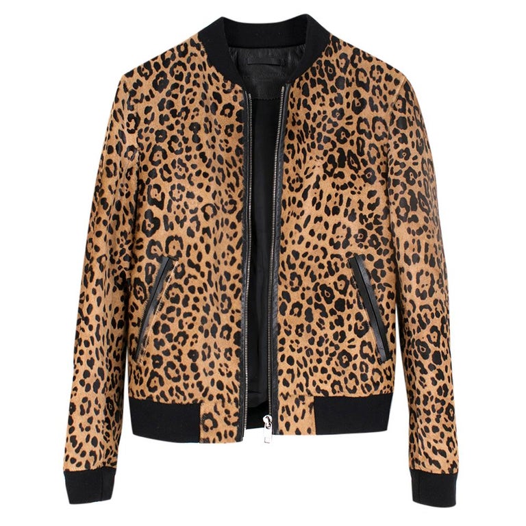 Dolce and Gabbana Men's Leopard Print Calf Hair Bomber Jacket SIZE 46 ...