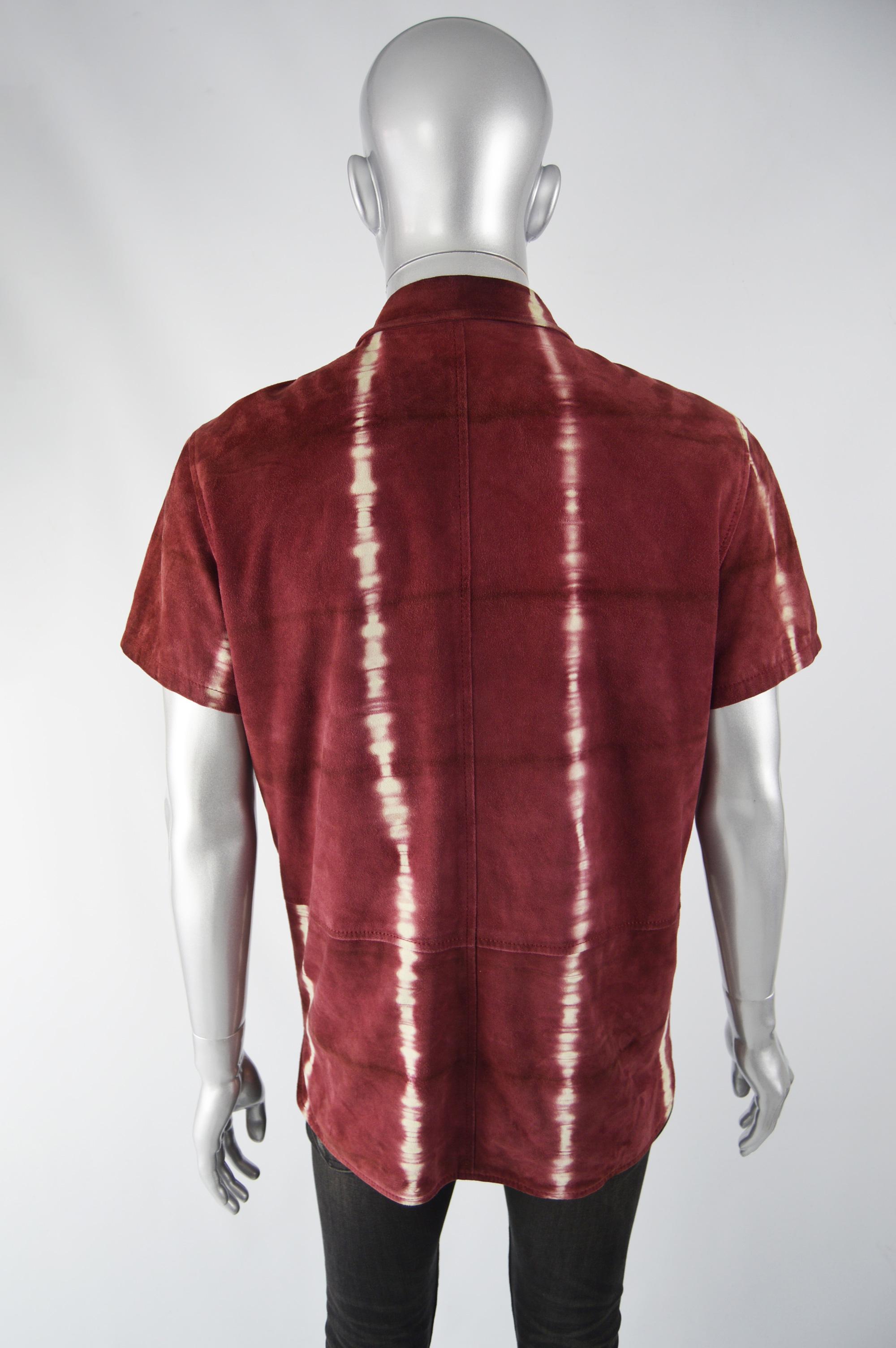 Brown Dolce & Gabbana Mens Vintage Red Suede Shirt For Sale