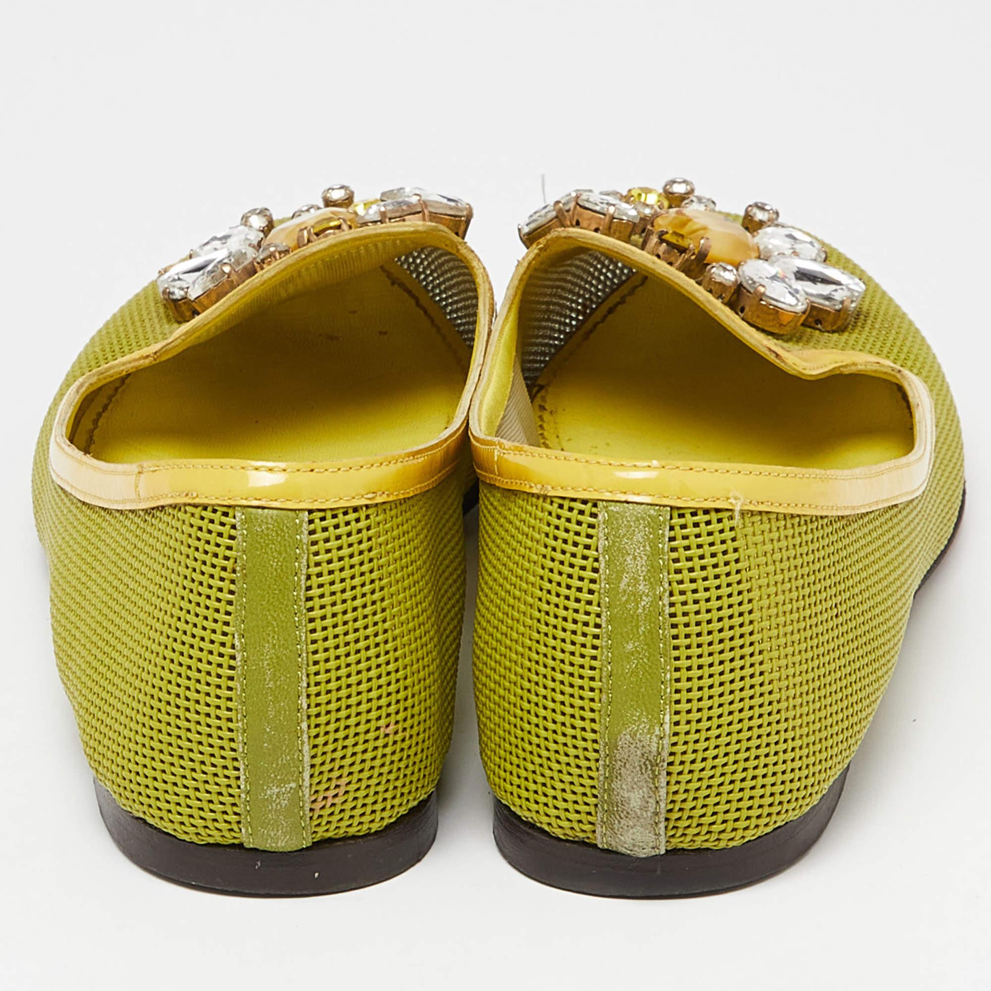 Women's Dolce & Gabbana Mesh and Patent Leather Embellished Ballet Flats Size 37.5 For Sale
