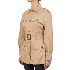 Dolce & Gabbana Metal Crown Buttons Trench Coat Safari Jacket Beige IT 46