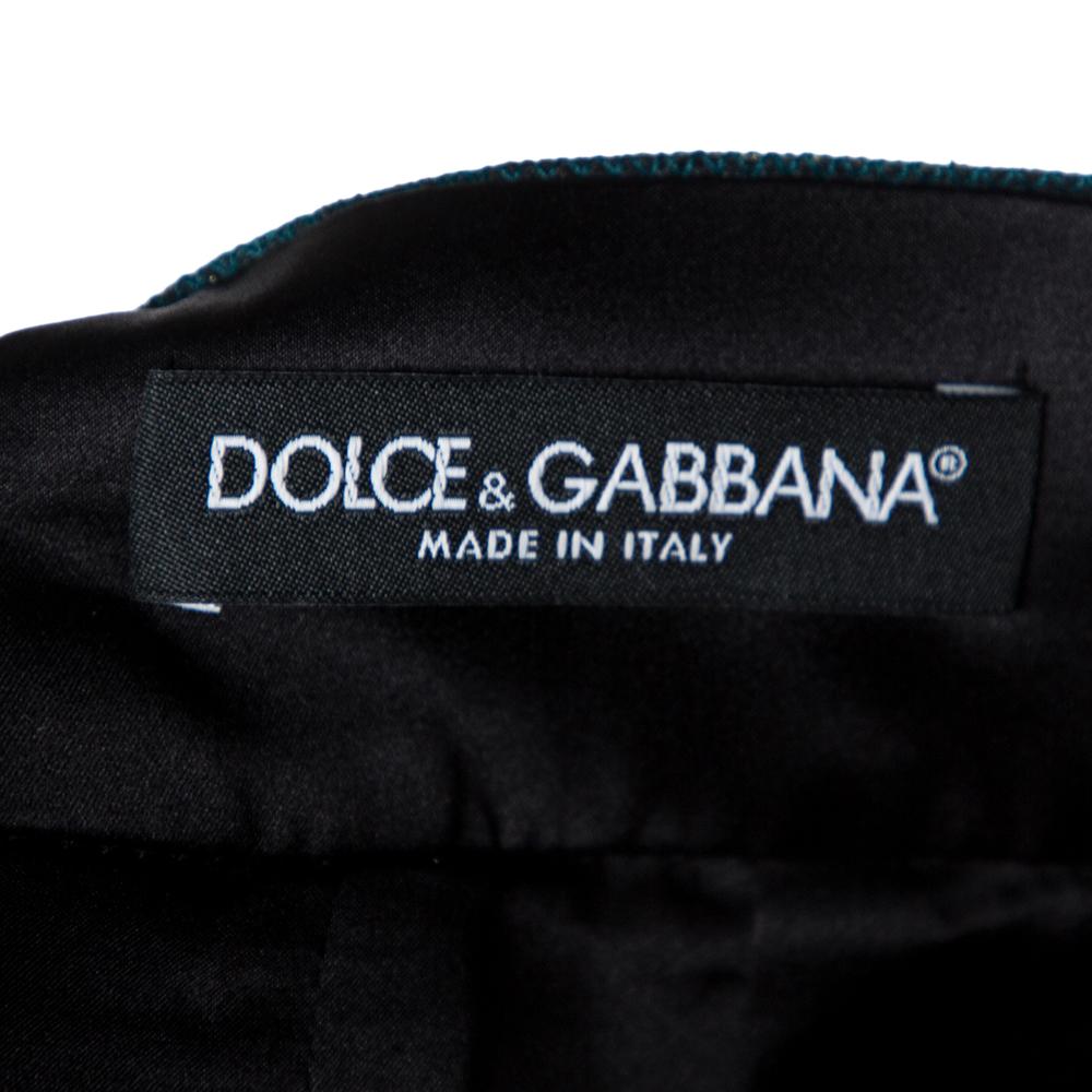 Women's Dolce & Gabbana Metallic Blue/Gold Jacquard A-Line Skirt M