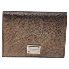 Dolce & Gabbana Metallic Brown Leather Card Case