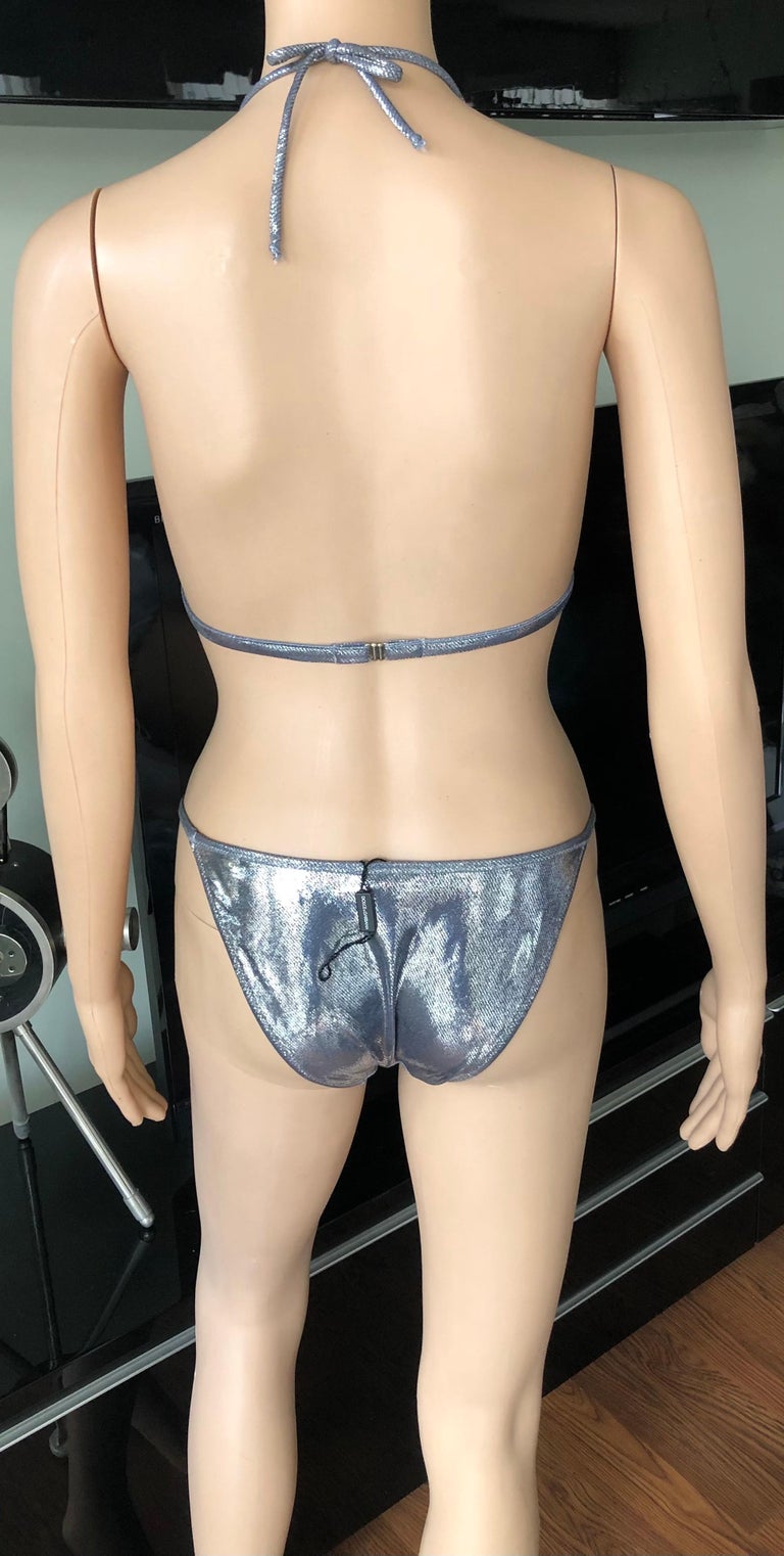 Dolce & Gabbana Metallic Embellished Bikini Swimwear Swimsuit In Excellent Condition In Fort Myers, FL