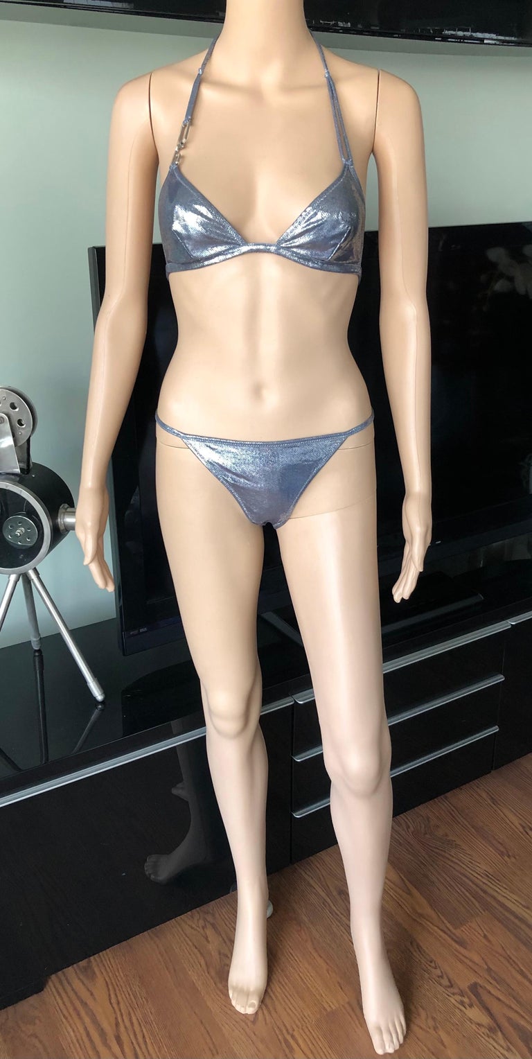 Women's Dolce & Gabbana Metallic Embellished Bikini Swimwear Swimsuit
