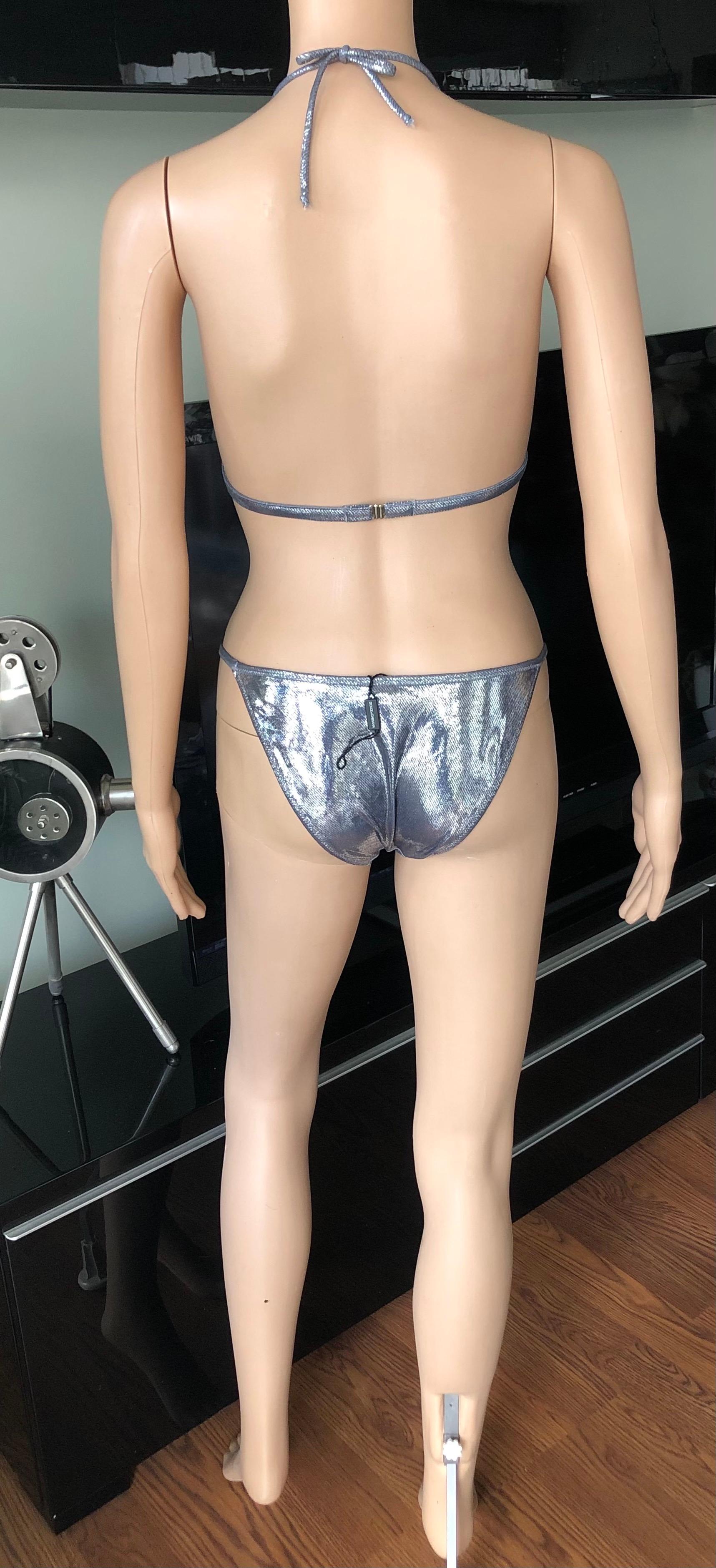 Gray Dolce & Gabbana Metallic Embellished Bikini Swimwear Swimsuit