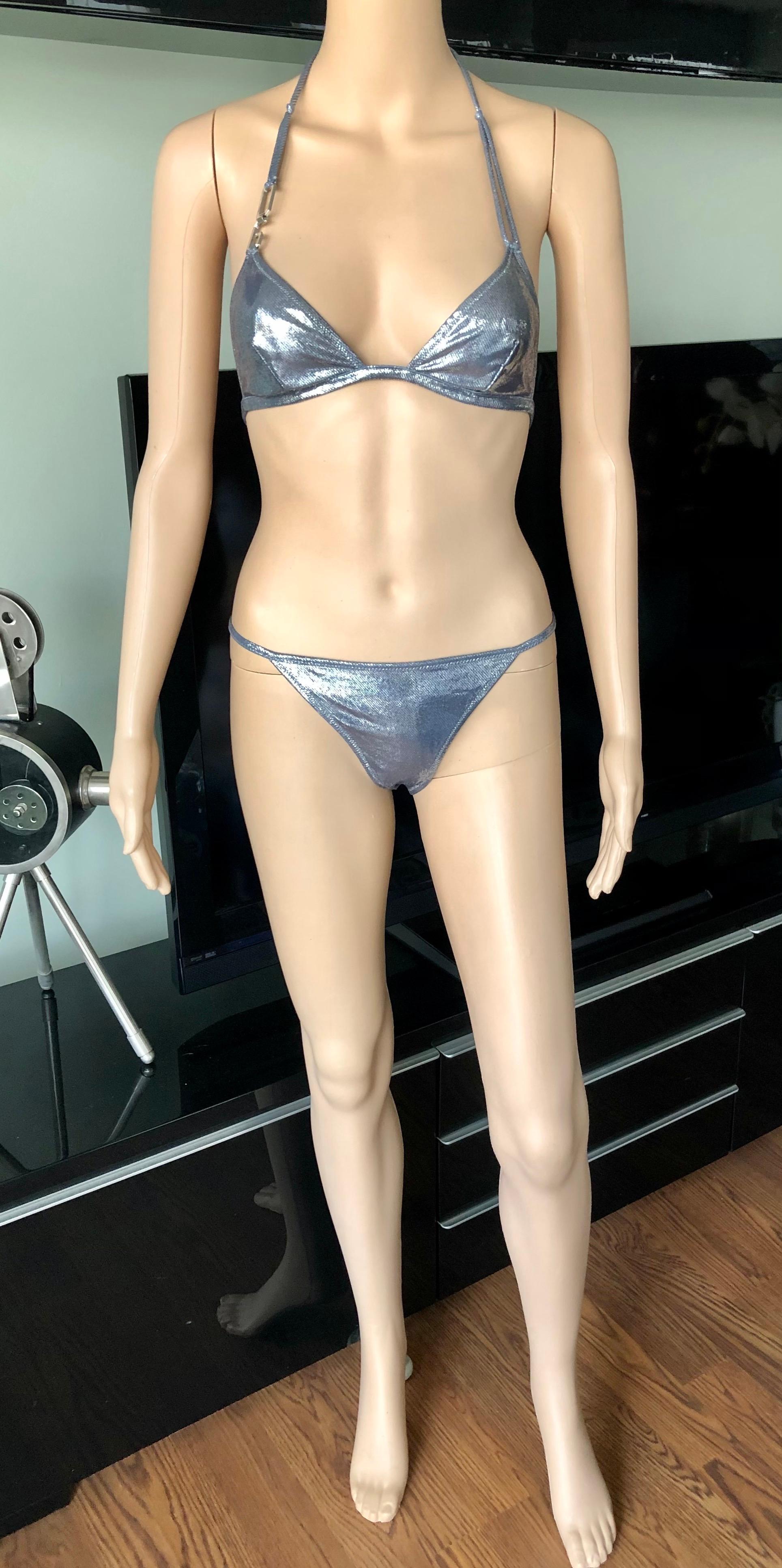 Dolce & Gabbana Metallic Embellished Bikini Swimwear Swimsuit In Excellent Condition In Naples, FL