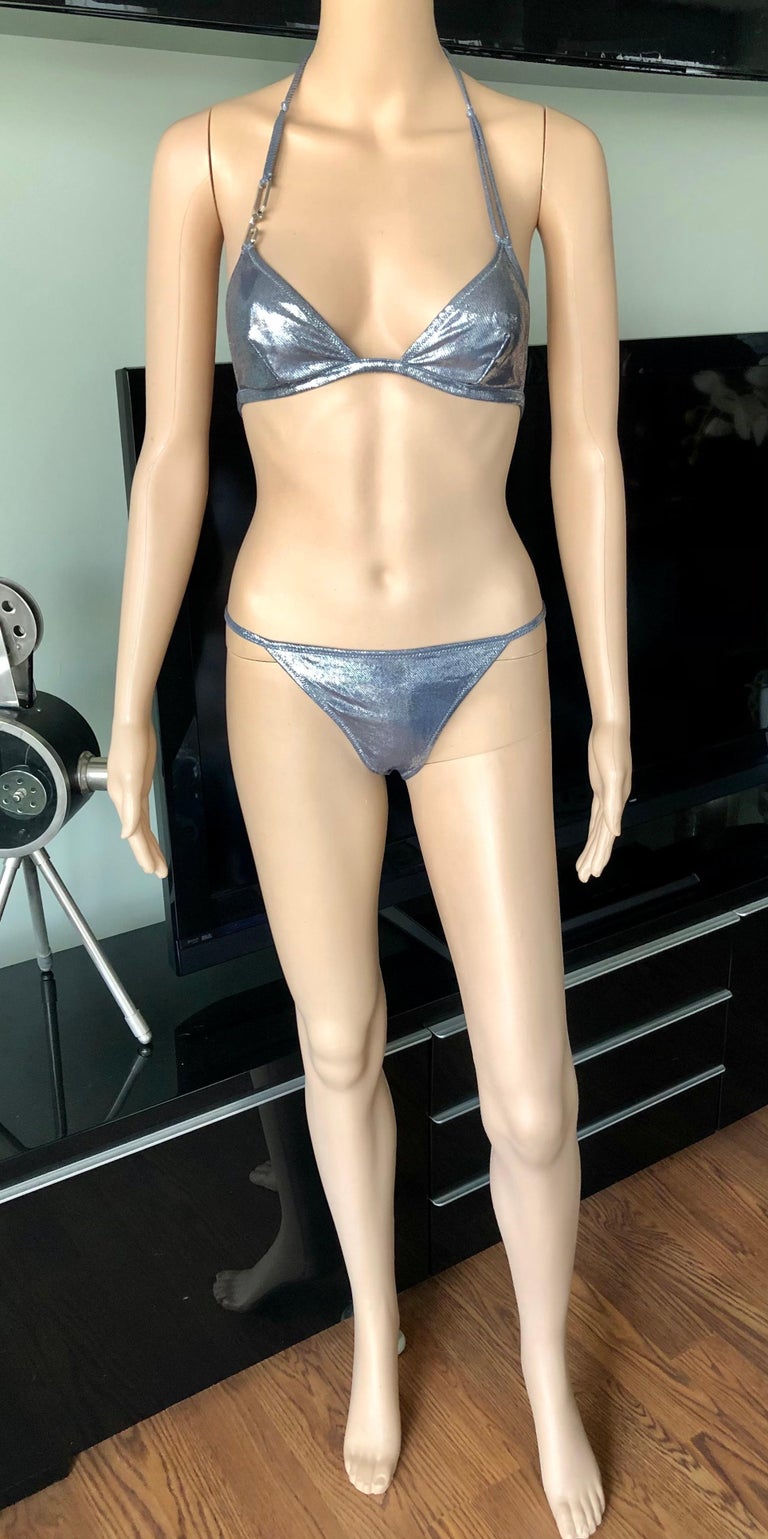 Dolce & Gabbana Metallic Embellished Bikini Swimwear Swimsuit 2