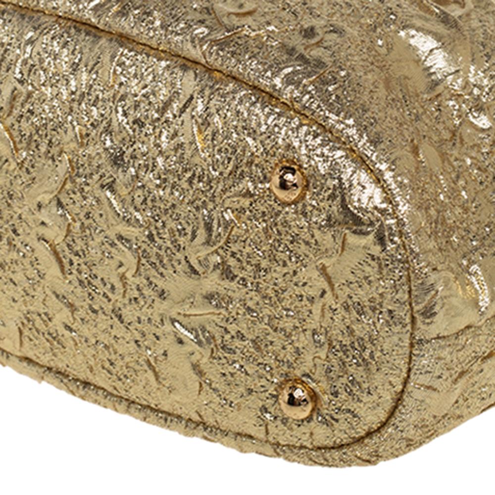 Dolce & Gabbana Metallic Gold Brocade Fabric Sara Frame Bag 3