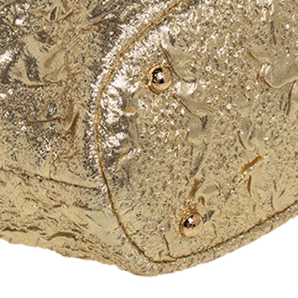 Dolce & Gabbana Metallic Gold Brocade Fabric Sara Frame Bag 4