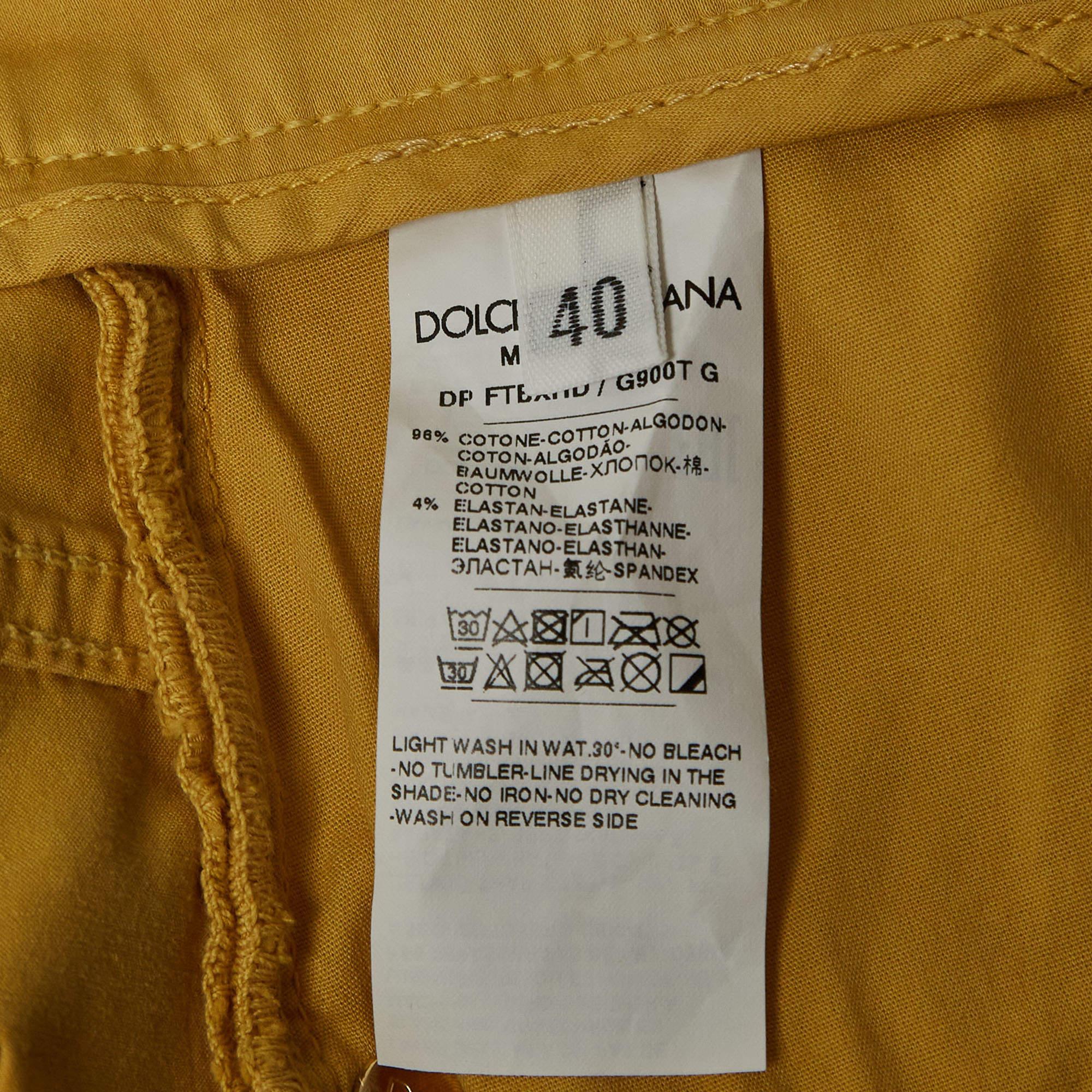 Donna Dolce & Gabbana - Pantaloni skinny in cotone rivestito d'oro metallizzato S in vendita