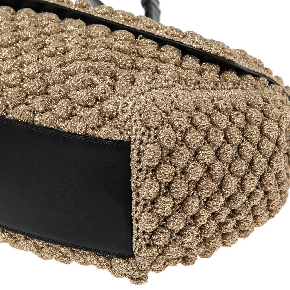 Dolce & Gabbana Metallic Gold Crochet Large Miss Sicily Top Handle Bag 3
