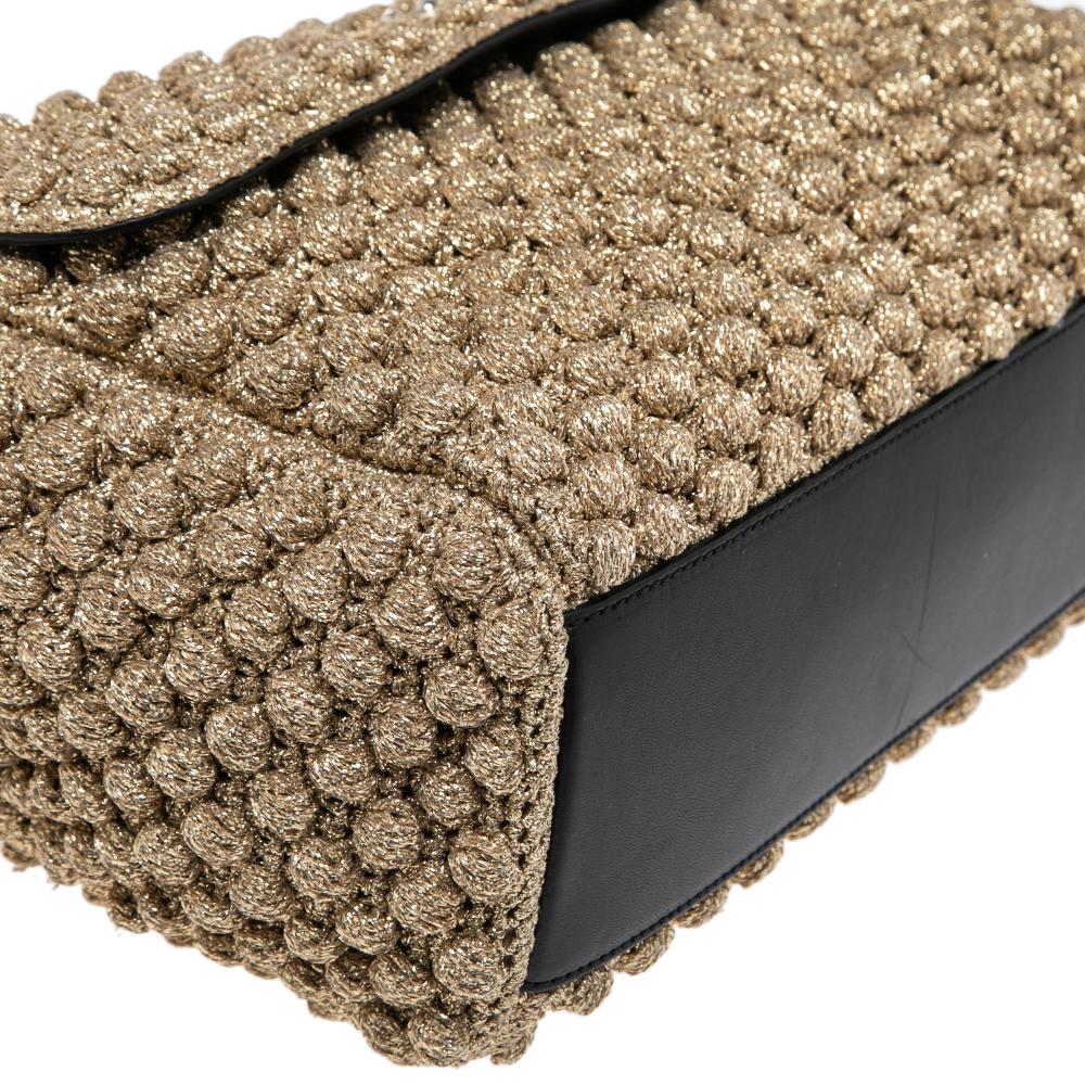 Dolce & Gabbana Metallic Gold Crochet Large Miss Sicily Top Handle Bag 1