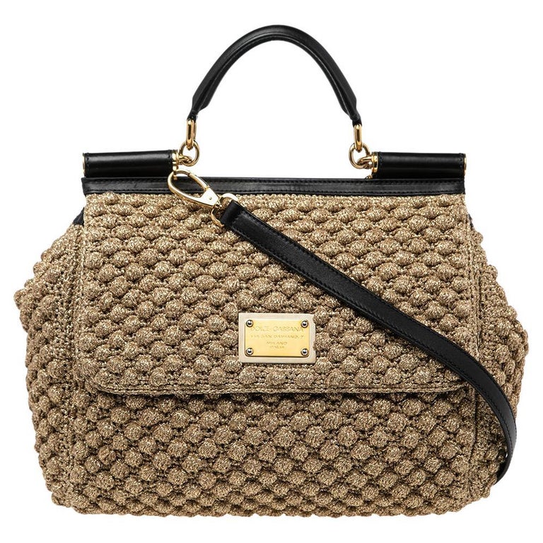 Dolce and Gabbana Metallic Gold Crochet Large Miss Sicily Top Handle Bag at  1stDibs | dolce gabbana bag gold, gold crochet bag, dolce gabbana crochet  bag