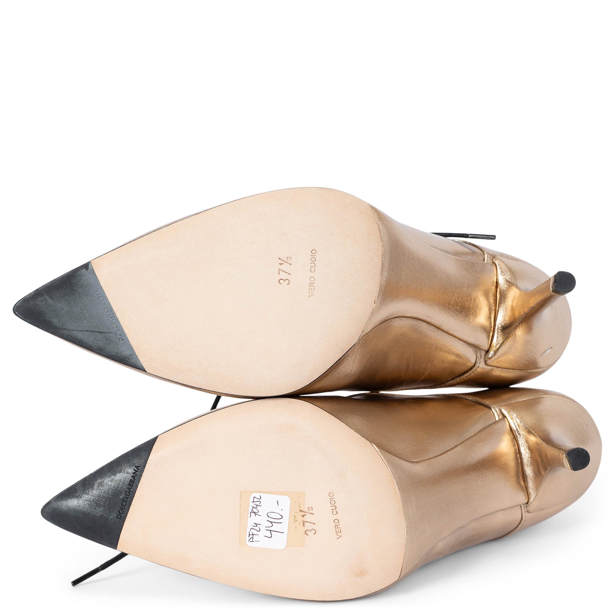 DOLCE & GABBANA metallic gold leather 2011 STAR BOOTIES Boots Shoes 37.5 For Sale 2