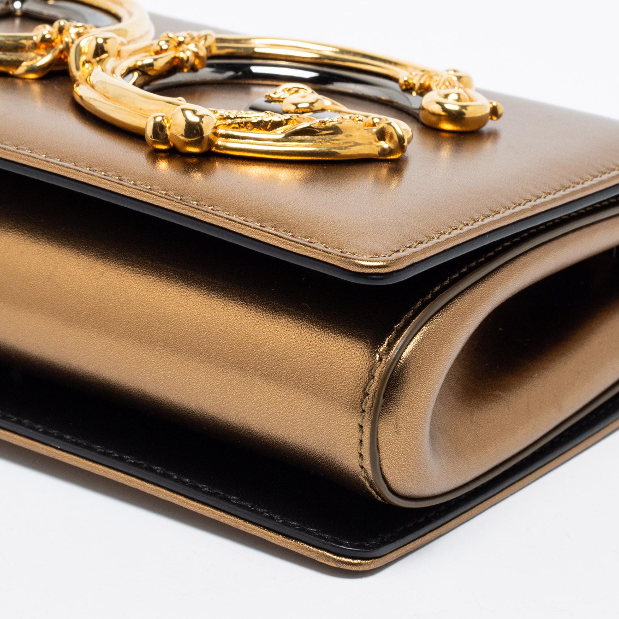 Dolce & Gabbana Metallic Gold Leather DG Girls Shoulder Bag 4