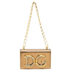 Dolce & Gabbana Metallic Gold Leather DG Girls Shoulder Bag