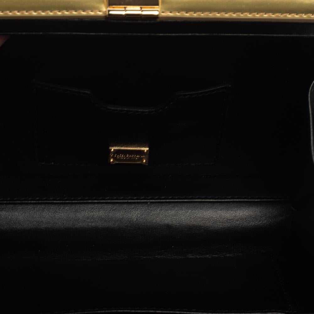 Dolce & Gabbana Metallic Gold Patent Leather Box Clutch 7