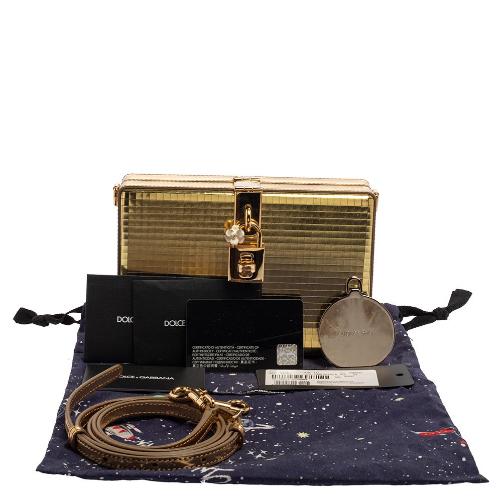 Dolce & Gabbana Metallic Gold Patent Leather Box Clutch 8