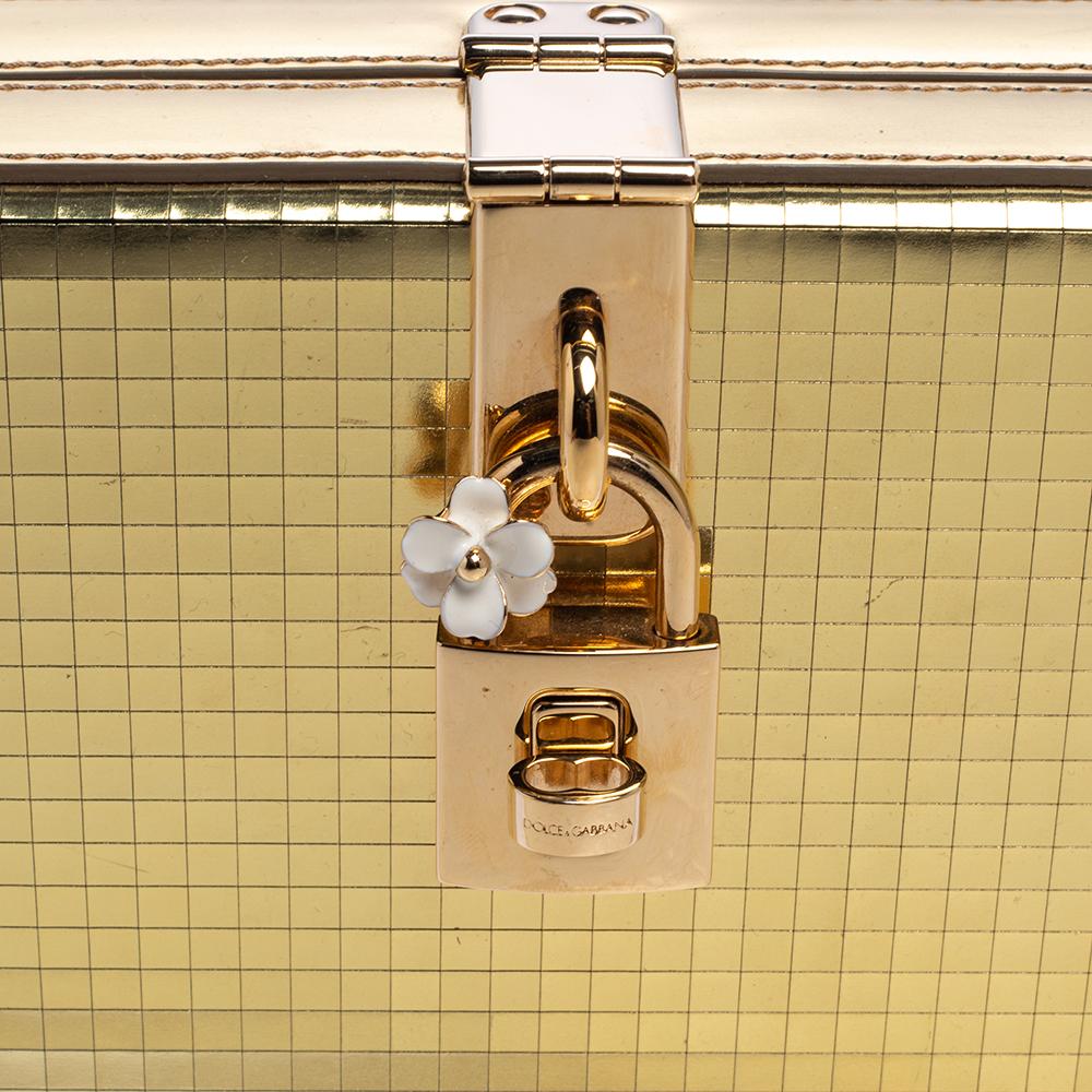 Women's Dolce & Gabbana Metallic Gold Patent Leather Box Clutch