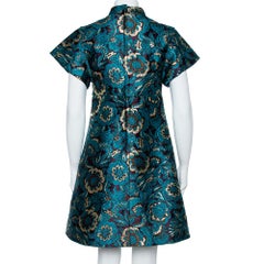 Dolce & Gabbana Metallic Green Jacquard Embellished Midi Dress M