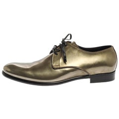 Dolce & Gabbana Metallic Green Patent Leather Oxfords Size 42.5